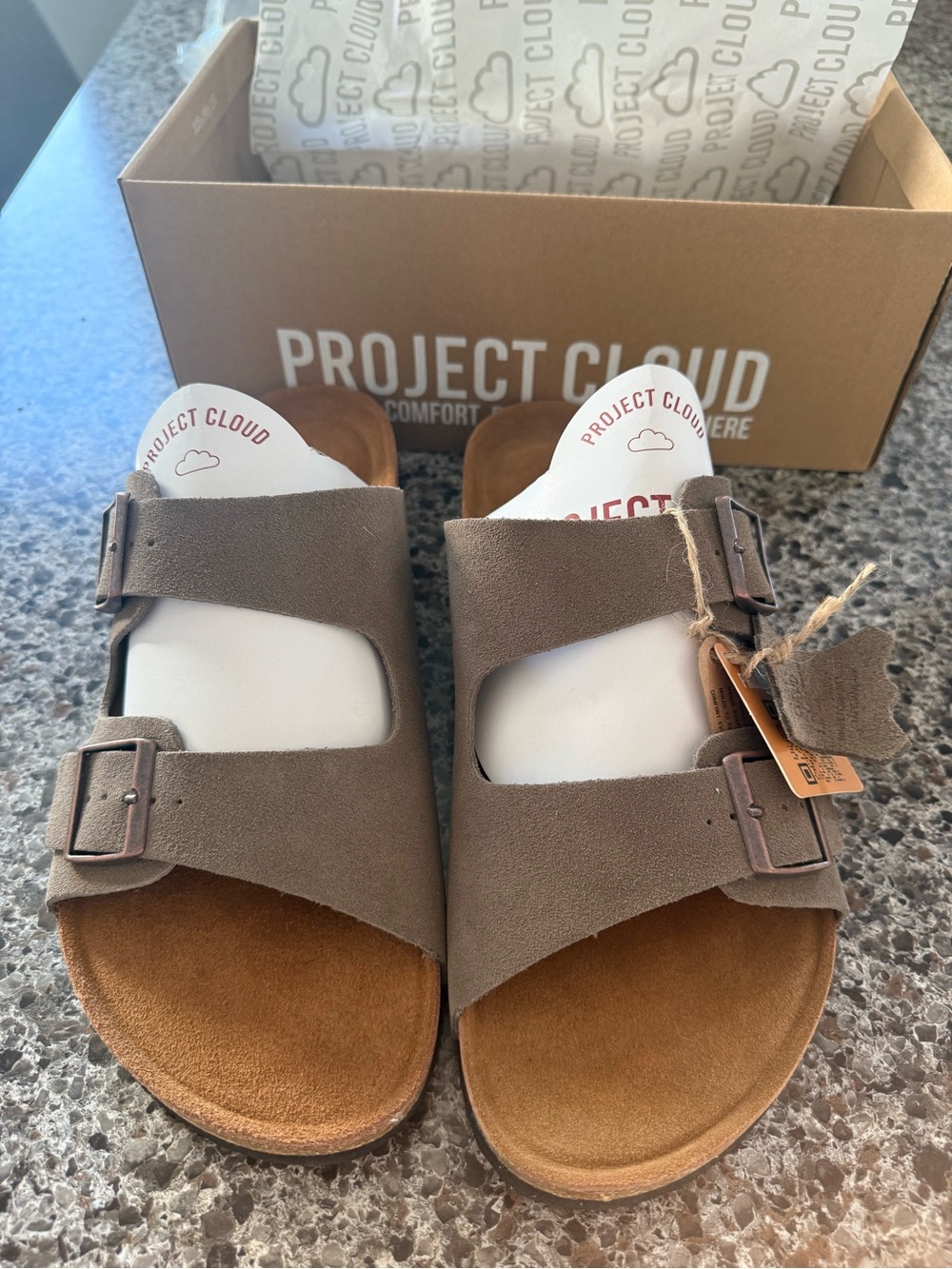 Project Cloud Men’s Brown Double-Buckle Suede Sandals